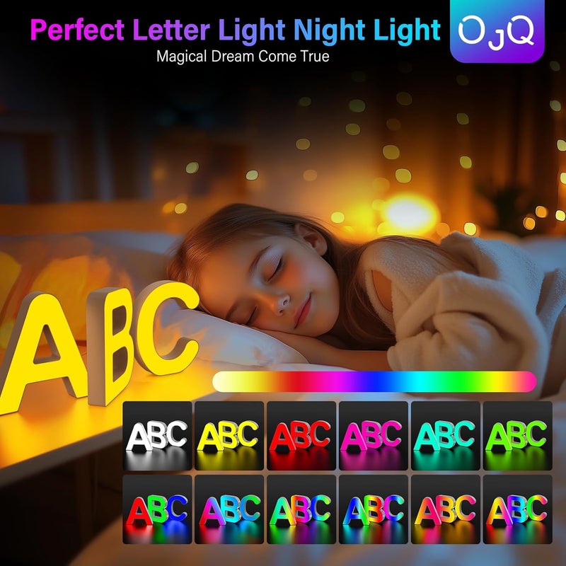 OJQ Light Up Letters LED Letter - Marquee Letters Room Decor Birthday Decorations Music Sync Color Change Colorful - Christmas Birthday Gifts for Girl - Teen Girls Gifts Party Home Wall Decor - Image 3